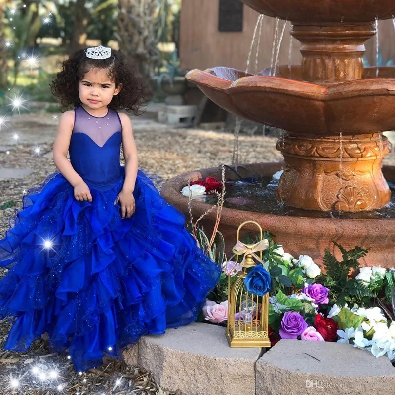 Tiered Royal Blue Kids Flower Girl Dresses Sheer Neck Tiers Wedding Ball Gown Ruffle First Communion Pageant Vestidos De Nina
Tiered Royal Blue Kids Flower Girl Dresses Sheer Neck Tiers Wedding Ball Gown Ruffle First Communion Pageant Vestidos De Nina