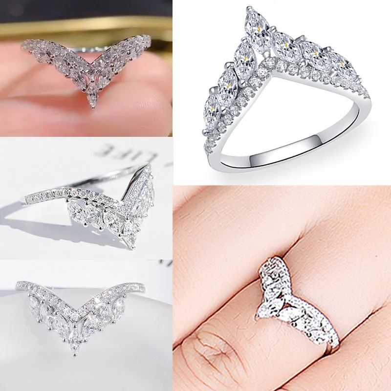 Milangirl Ladies Korean Style "V" Shaped Geometric Inlaid Water Drop Crystal Zircon Rhinestone Ring for Women Wedding Jewelry
Milangirl Ladies Korean Style "V" Shaped Geometric Inlaid Water Drop Crystal Zircon Rhinestone Ring for Women Wedding Jewelry