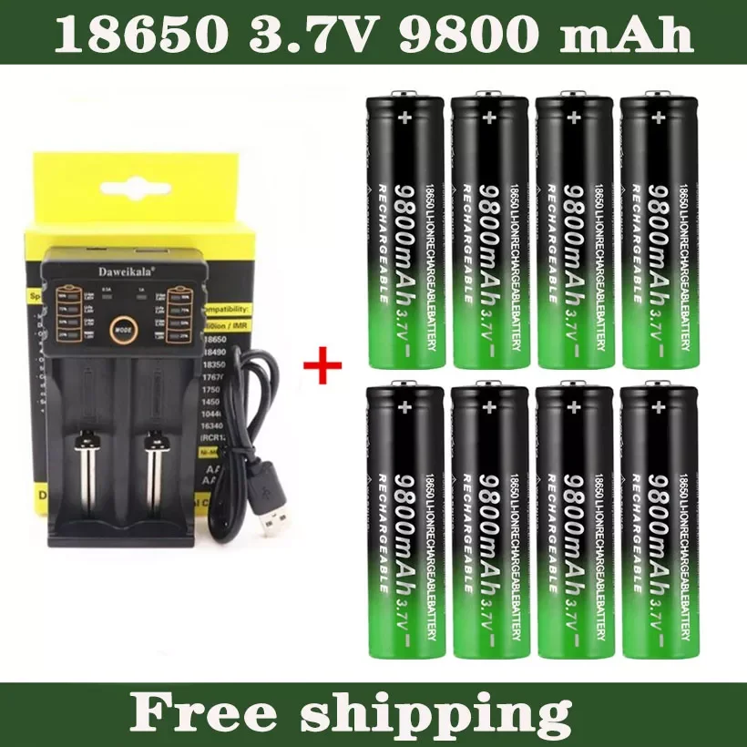 NEW 2-8pcs 2020 New18650 Battery High Quality 9800mAh 3.7V 18650 Li-ion batteries Rechargeable Battery For Flashlight Torch +Cha
NEW 2-8pcs 2020 New18650 Battery High Quality 9800mAh 3.7V 18650 Li-ion batteries Rechargeable Battery For Flashlight Torch +Cha