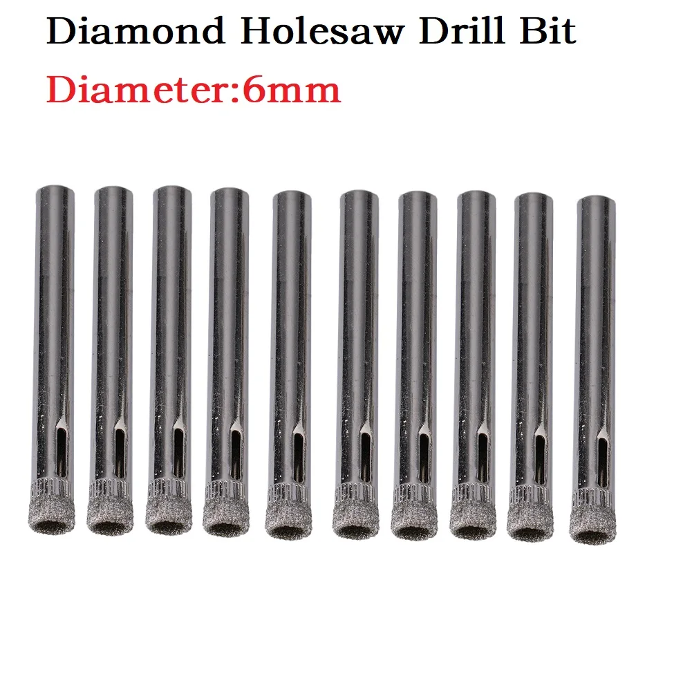 10Pcs/lot 6mm Diamond Coated Core Hole Saw Drill Bits Glass Tile Ceramic Tool Diamond Tipped Hole Saw For Porcelain Marble
10Pcs/lot 6mm Diamond Coated Core Hole Saw Drill Bits Glass Tile Ceramic Tool Diamond Tipped Hole Saw For Porcelain Marble