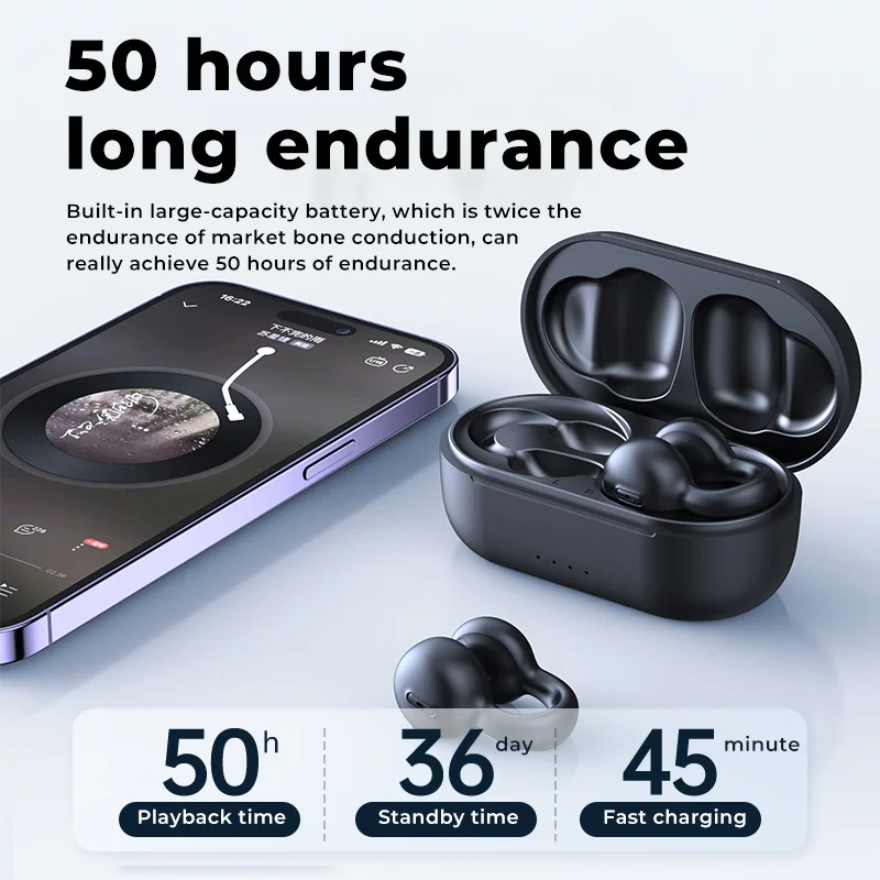 TWS Ear Clip Earring Bone Conduction Bluetooth Earphones 5.3 Wireless Headphones With Mic Noise Reduction HiFi Sports Headset
TWS Ear Clip Earring Bone Conduction Bluetooth Earphones 5.3 Wireless Headphones With Mic Noise Reduction HiFi Sports Headset