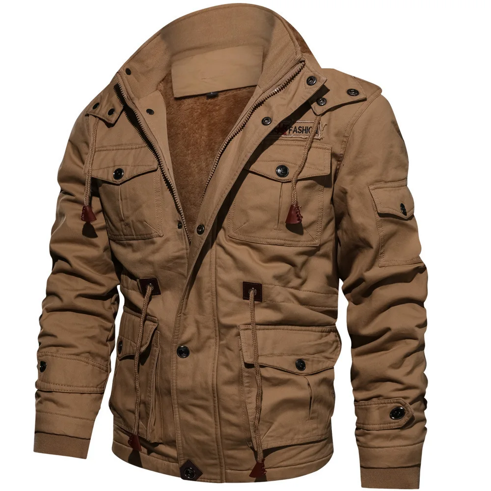 Winter Jackets Men's Hooded Plush Thickened Coat Autumn Large Tactical Cotton Medium And Long Work Clothes Bomber Tactical Coats
Winter Jackets Men's Hooded Plush Thickened Coat Autumn Large Tactical Cotton Medium And Long Work Clothes Bomber Tactical Coats