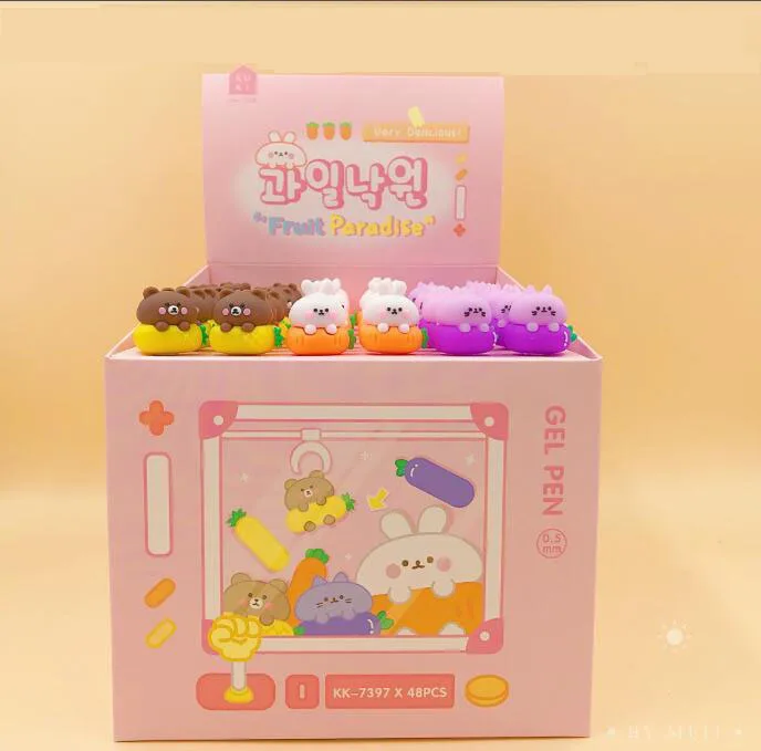 48 pcs/lot Kawaii Radish Rabbit Pineapple Bear Gel Pen Cute 0.5 mm Black Ink Signature Pens Office School Supplies
48 pcs/lot Kawaii Radish Rabbit Pineapple Bear Gel Pen Cute 0.5 mm Black Ink Signature Pens Office School Supplies