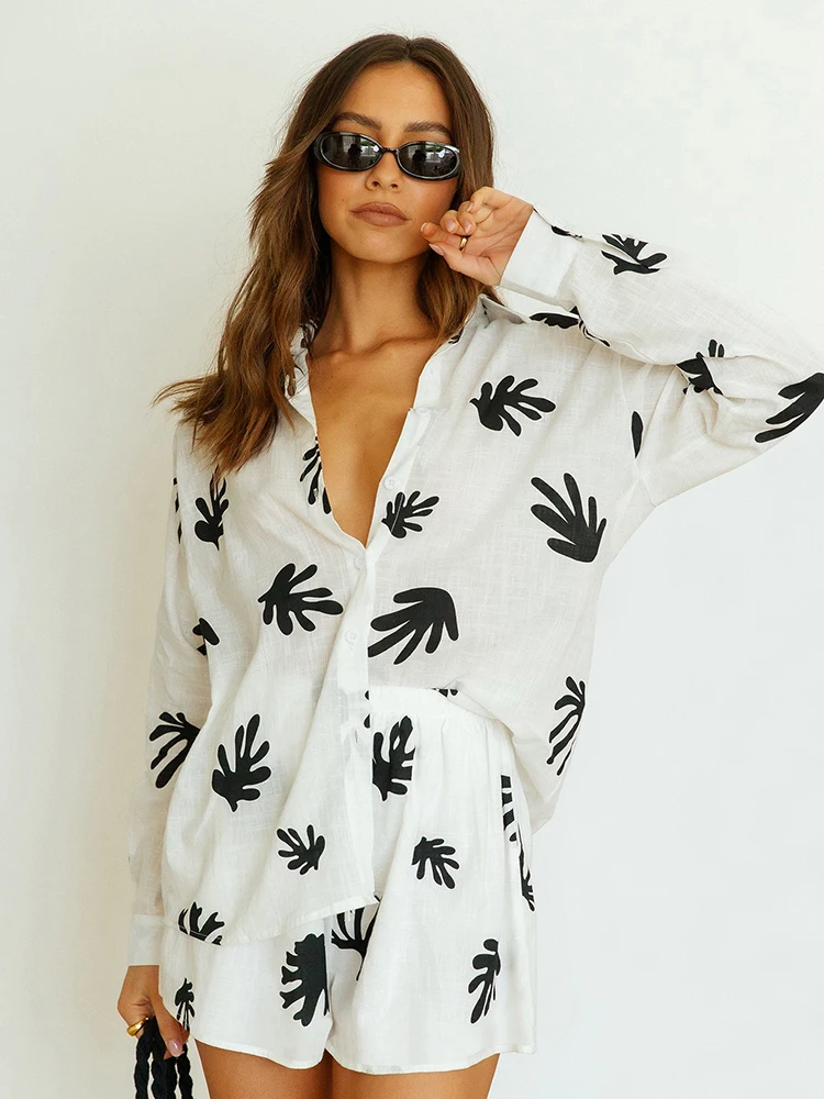 

Пижама Hiloc Женская с длинным рукавом, одежда для сна с лацканами и высокой талией, однобортная Домашняя одежда, осень