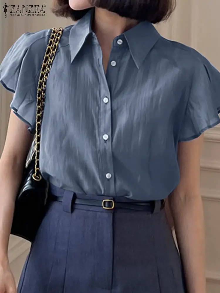 Summer Elegant Lapel Neck Short Sleeve Shirt ZANZEA Women Office Work Blouse Vintage Buttons Down Holiday Blusas Casual Tops
Summer Elegant Lapel Neck Short Sleeve Shirt ZANZEA Women Office Work Blouse Vintage Buttons Down Holiday Blusas Casual Tops