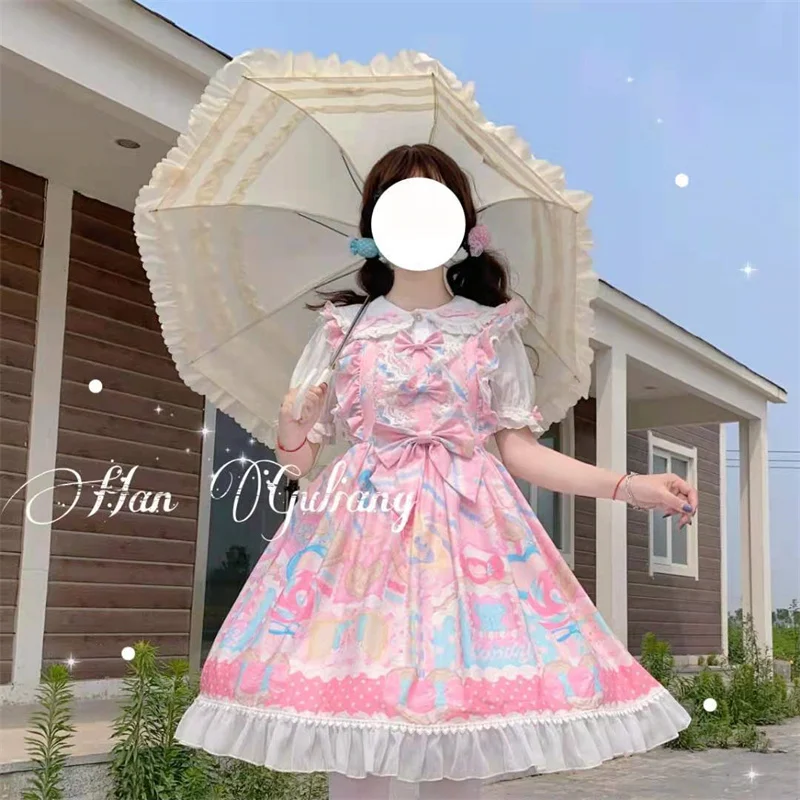 Pink Sweet Lolita Jsk Candy House Cute Print Retro Ruffle Sling Dress Pink Lolita Dress Kawaii Japanese Bowknot Lolita
Pink Sweet Lolita Jsk Candy House Cute Print Retro Ruffle Sling Dress Pink Lolita Dress Kawaii Japanese Bowknot Lolita
