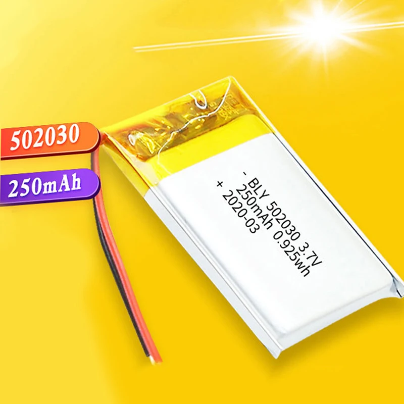High Quality 502030 200/250mAh Lithium Polymer Rechargeable Battery For Tablet PC LED Light Speaker Li-ion Lipo Cell New
High Quality 502030 200/250mAh Lithium Polymer Rechargeable Battery For Tablet PC LED Light Speaker Li-ion Lipo Cell New
