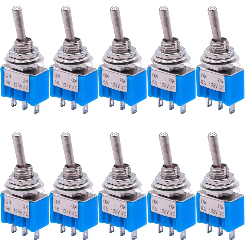 10Pcs SPDT Mini Toggle Switch 3-Pin 2 Position ON/ON Miniature Toggle Switch 6A 125V AC Toggle Switch MTS-102
10Pcs SPDT Mini Toggle Switch 3-Pin 2 Position ON/ON Miniature Toggle Switch 6A 125V AC Toggle Switch MTS-102