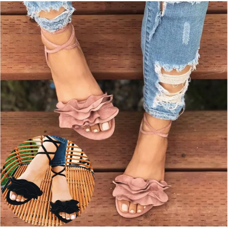 Summer Outdoor Shoes Women's Shoes Ruffles Sandal Woman Cross Bandage Sandals Flats Lace-up Ankle Strap Flat Sandalias Mujer
Summer Outdoor Shoes Women's Shoes Ruffles Sandal Woman Cross Bandage Sandals Flats Lace-up Ankle Strap Flat Sandalias Mujer