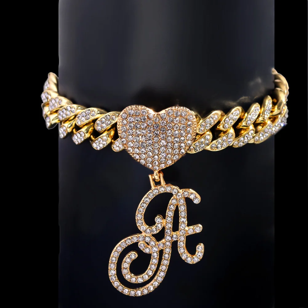 Fashion Cursive Letter A-Z Initial Crystal Cuban Anklets For Women Bling Iced Out Prong Cuban Foot Chain Anklet Bracelet Jewelry
Fashion Cursive Letter A-Z Initial Crystal Cuban Anklets For Women Bling Iced Out Prong Cuban Foot Chain Anklet Bracelet Jewelry