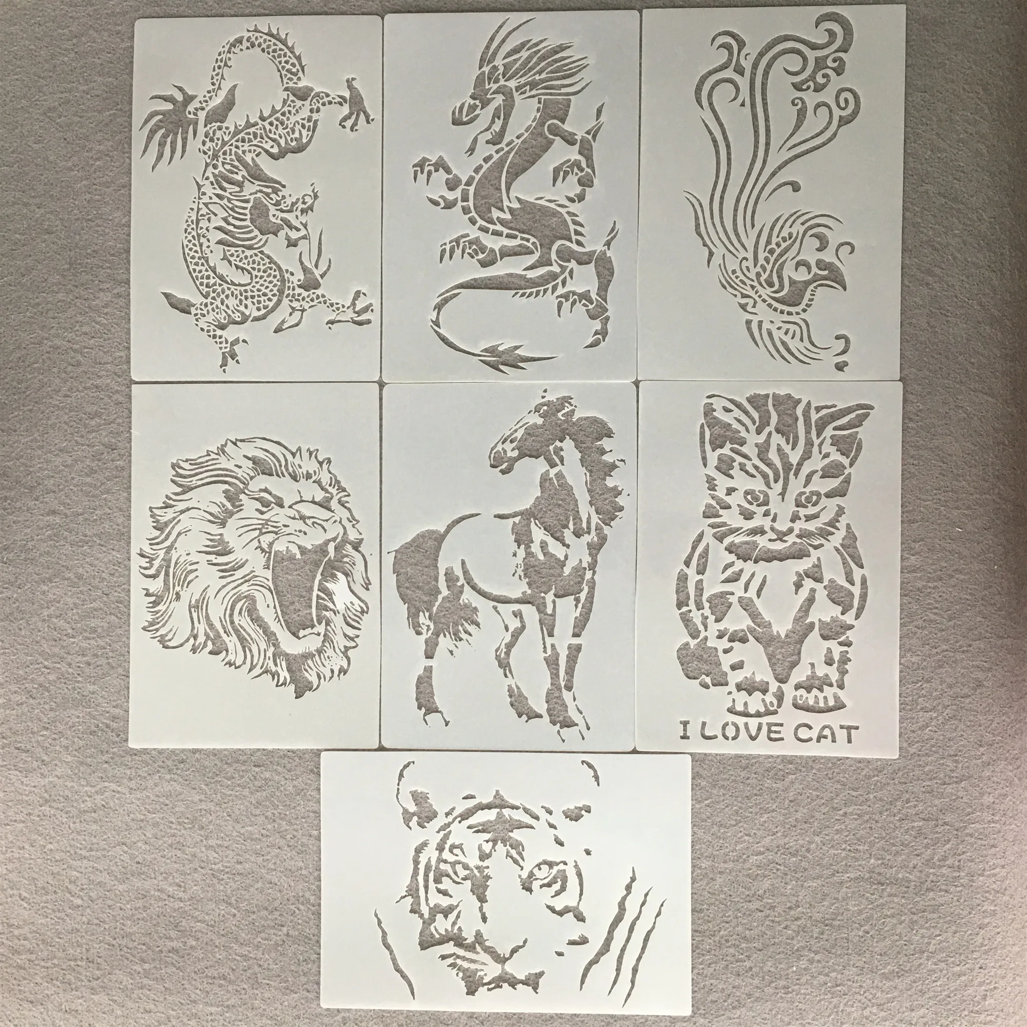 26*18cm Zoo Animals Horse Dragon Lion DIY Layering Stencils Wall Painting Scrapbook Coloring Embossing Album Decorative Template
26*18cm Zoo Animals Horse Dragon Lion DIY Layering Stencils Wall Painting Scrapbook Coloring Embossing Album Decorative Template