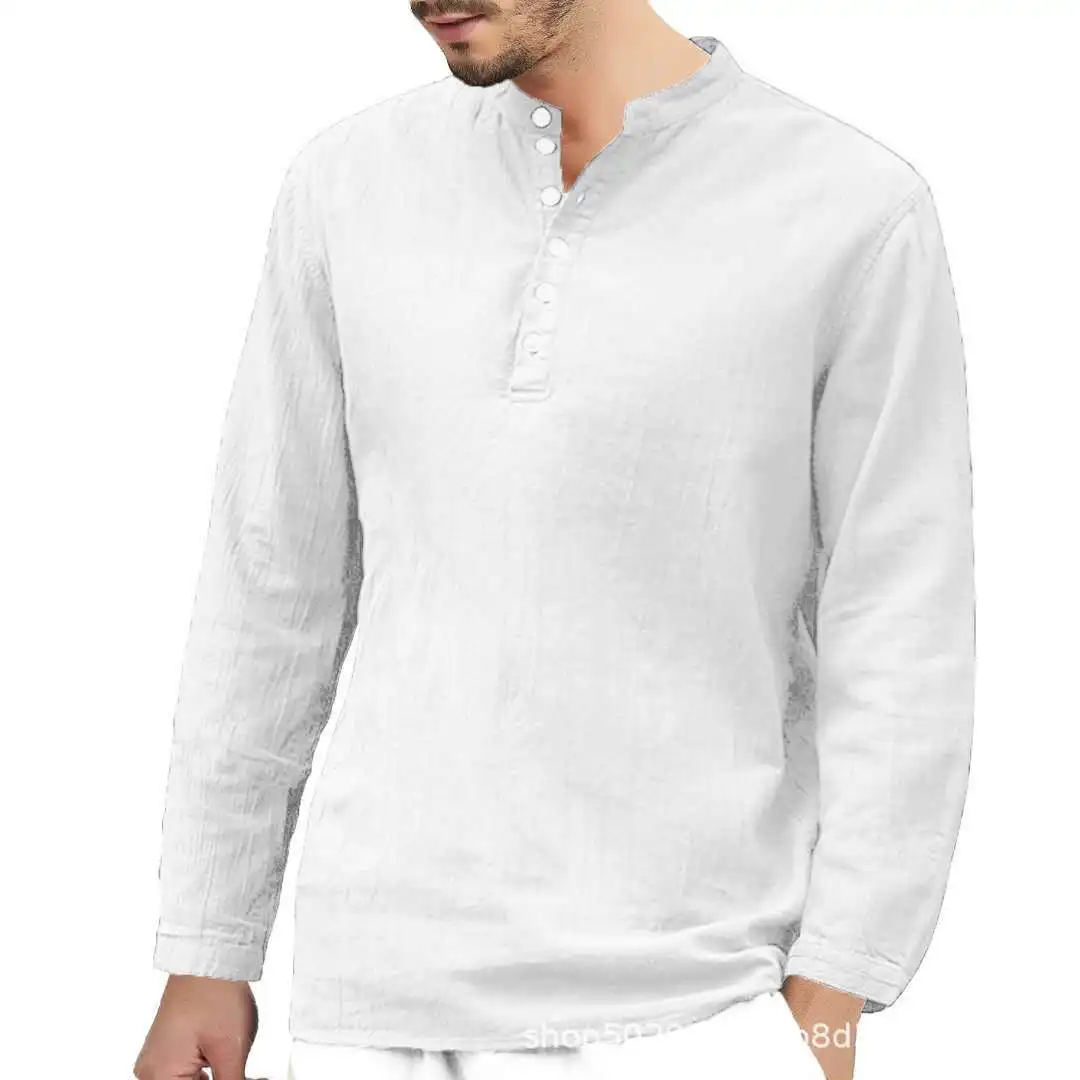 Smart Casual Men Shirts Long Sleeve Leisure Mens Clothing Black White Stand Collar Cotton Linen Shirt Man Top Roupas Feminina
Smart Casual Men Shirts Long Sleeve Leisure Mens Clothing Black White Stand Collar Cotton Linen Shirt Man Top Roupas Feminina