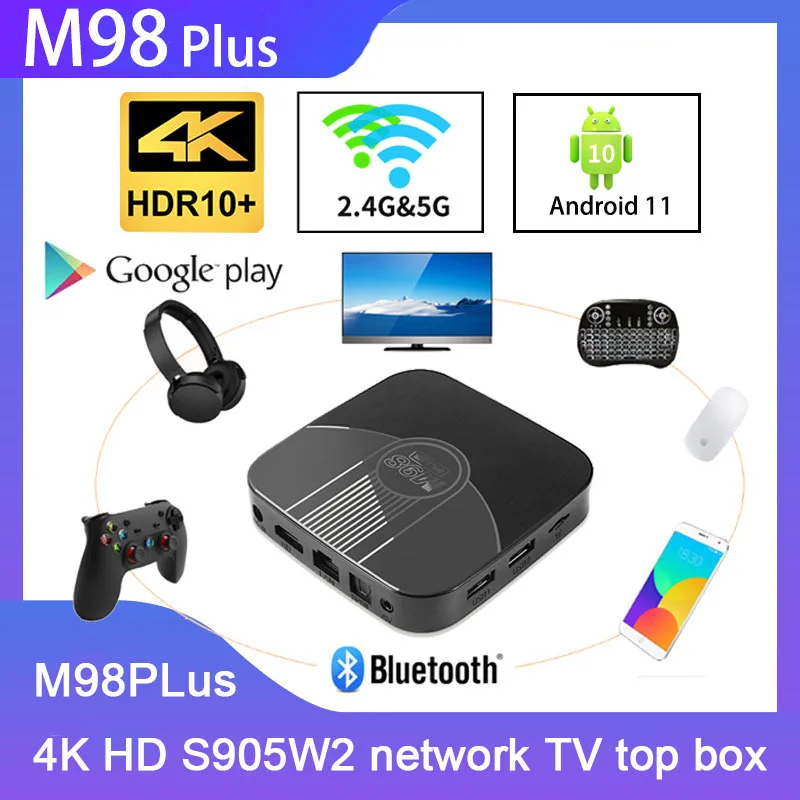 M98PLUS 2023 WIFI Smart Home TV Box H.265 Theater Set Top Box 2.4G Network Android 11.0 Media Player upport Multiformat Video
M98PLUS 2023 WIFI Smart Home TV Box H.265 Theater Set Top Box 2.4G Network Android 11.0 Media Player upport Multiformat Video