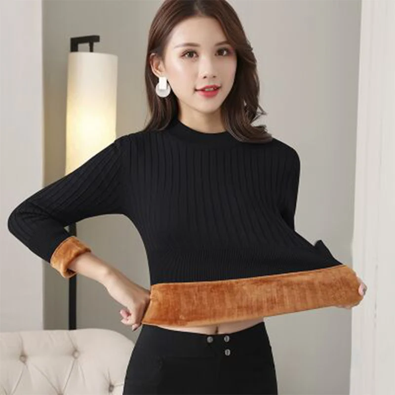 Plus Fleece Sweater Bottoming Shirt Women's Winter Thick Long-sleeved Thick Warm Autumn and Winter All-match Sweater Pullover
Plus Fleece Sweater Bottoming Shirt Women's Winter Thick Long-sleeved Thick Warm Autumn and Winter All-match Sweater Pullover