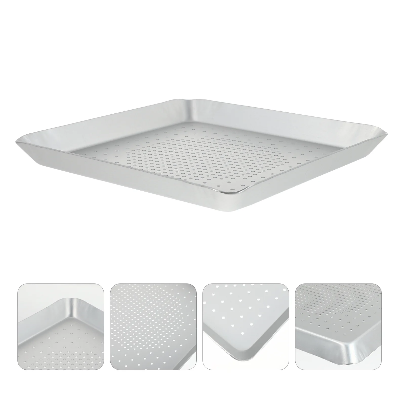 

Pizza Pan Tray Baking Oven Square Holes Plate Non Crisper Stick Steel Stainless Cake Perforated Sheet Pie Bakeware Aluminium