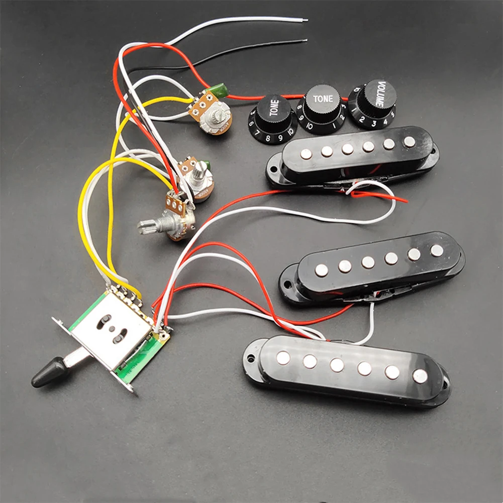 Electric Guitar Pickup Wiring Harness Prewired 5-Way Switch 2T1V SSS 48/50/52 For Strat Full Size 500K Pots 2T1V Black-White
Electric Guitar Pickup Wiring Harness Prewired 5-Way Switch 2T1V SSS 48/50/52 For Strat Full Size 500K Pots 2T1V Black-White