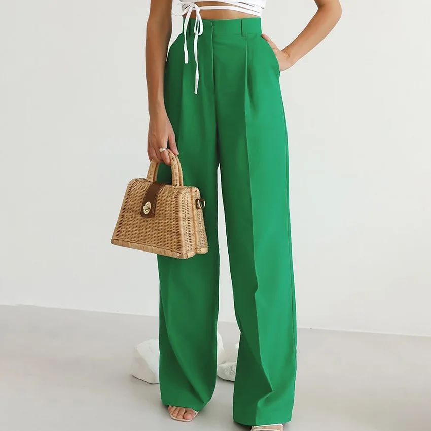 Ladies Office Wear Trouser 2023 High Waist Zipper Fly Straight Leg Pants Black/Green/Brown European And American Fashion Bottoms
Ladies Office Wear Trouser 2023 High Waist Zipper Fly Straight Leg Pants Black/Green/Brown European And American Fashion Bottoms