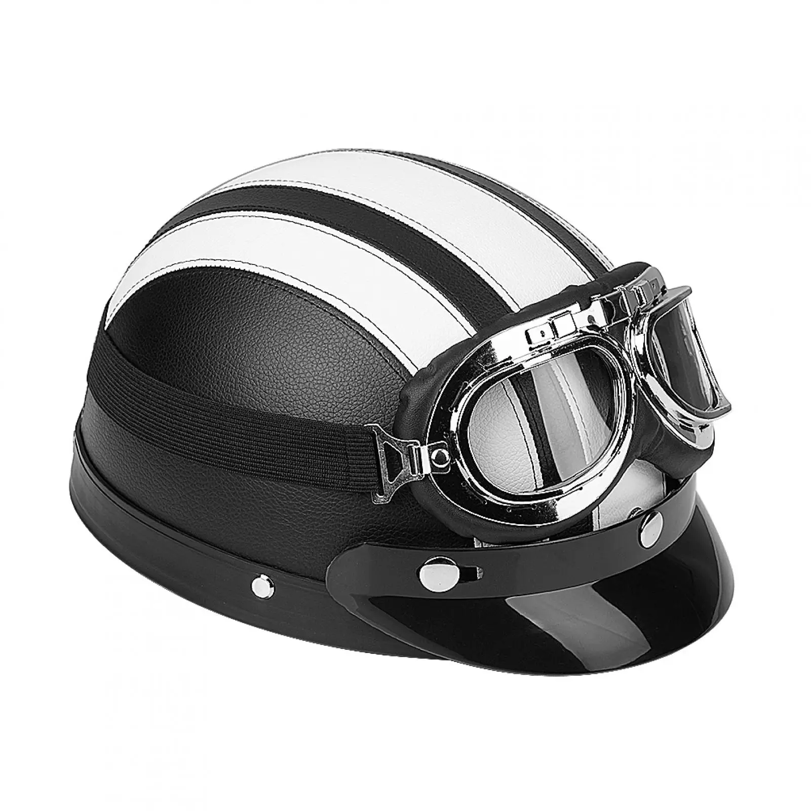 Motorcycle Open Face Half Helmet Universal Motorcycle Scooter Synthetic Leather Open Face Half Helmet & Visor UV Goggles White
Motorcycle Open Face Half Helmet Universal Motorcycle Scooter Synthetic Leather Open Face Half Helmet & Visor UV Goggles White