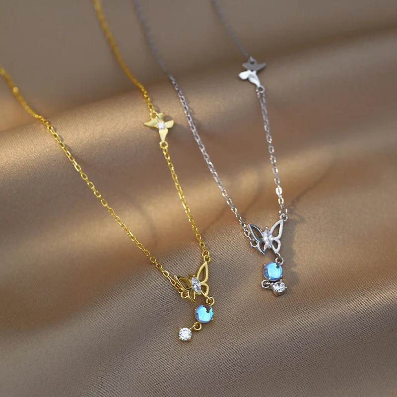 Real 925 Sterling Silver Butterfly Colorful Crystal Pendant Necklace Design Versatile Women's Style Jewelry,18 Inch 
Real 925 Sterling Silver Butterfly Colorful Crystal Pendant Necklace Design Versatile Women's Style Jewelry,18 Inch