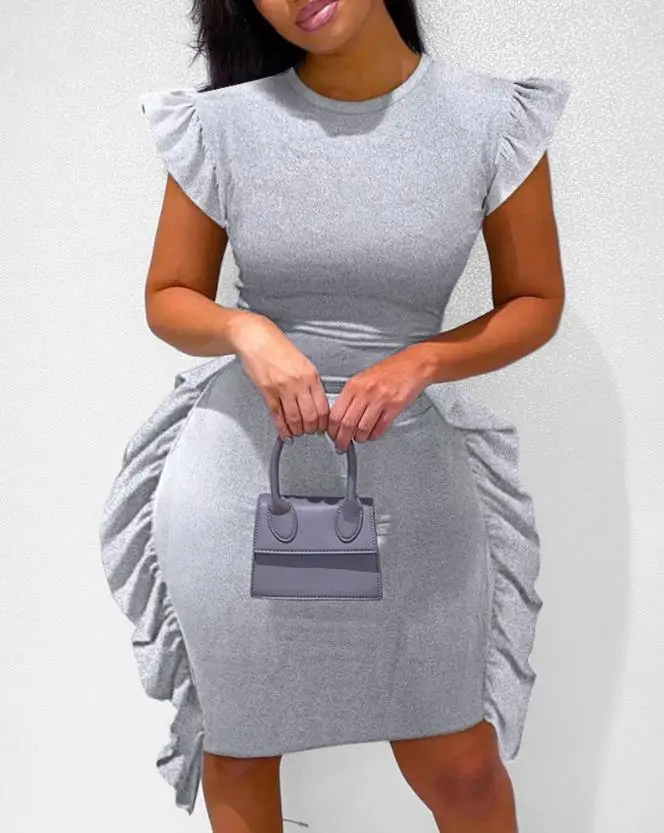 Y2K Women's Dresses Fashion Flutter Sleeve O-Neck Ruffle Hem Casual Ladies Bodycon Mini Dress Streetwear Vestido Feminino 2023
Y2K Women's Dresses Fashion Flutter Sleeve O-Neck Ruffle Hem Casual Ladies Bodycon Mini Dress Streetwear Vestido Feminino 2023