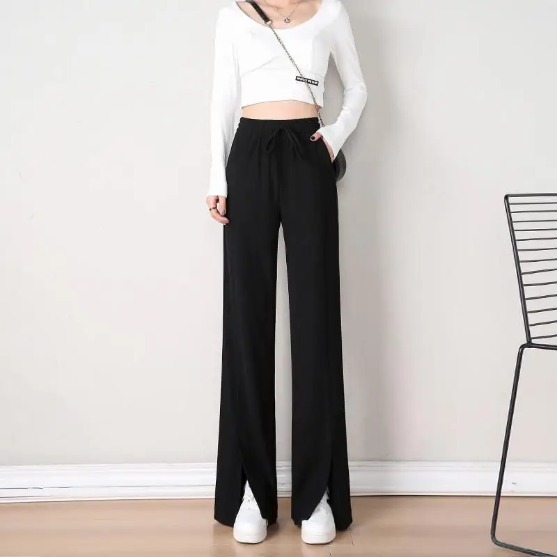 Black Drape Ice Silk Cotton Wide Leg Pants Women's Spring and Summer High Waist Loose Side Split Vertical Casual Straight Pants
Black Drape Ice Silk Cotton Wide Leg Pants Women's Spring and Summer High Waist Loose Side Split Vertical Casual Straight Pants