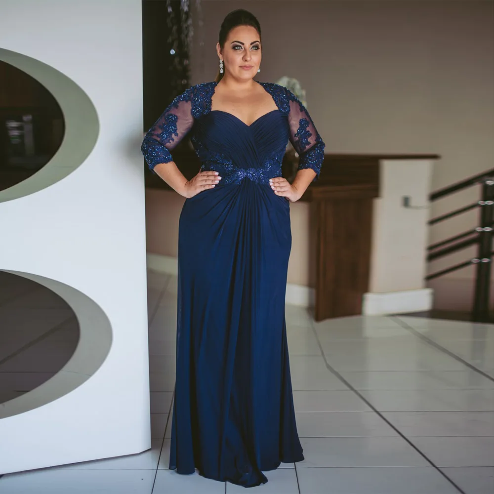 2022 Navy Blue Mother Of The Bride Dress 3/4 Sleeves Beading Applique Pleat Plus Size Wedding Guest Gowns Robe De Soiree
2022 Navy Blue Mother Of The Bride Dress 3/4 Sleeves Beading Applique Pleat Plus Size Wedding Guest Gowns Robe De Soiree