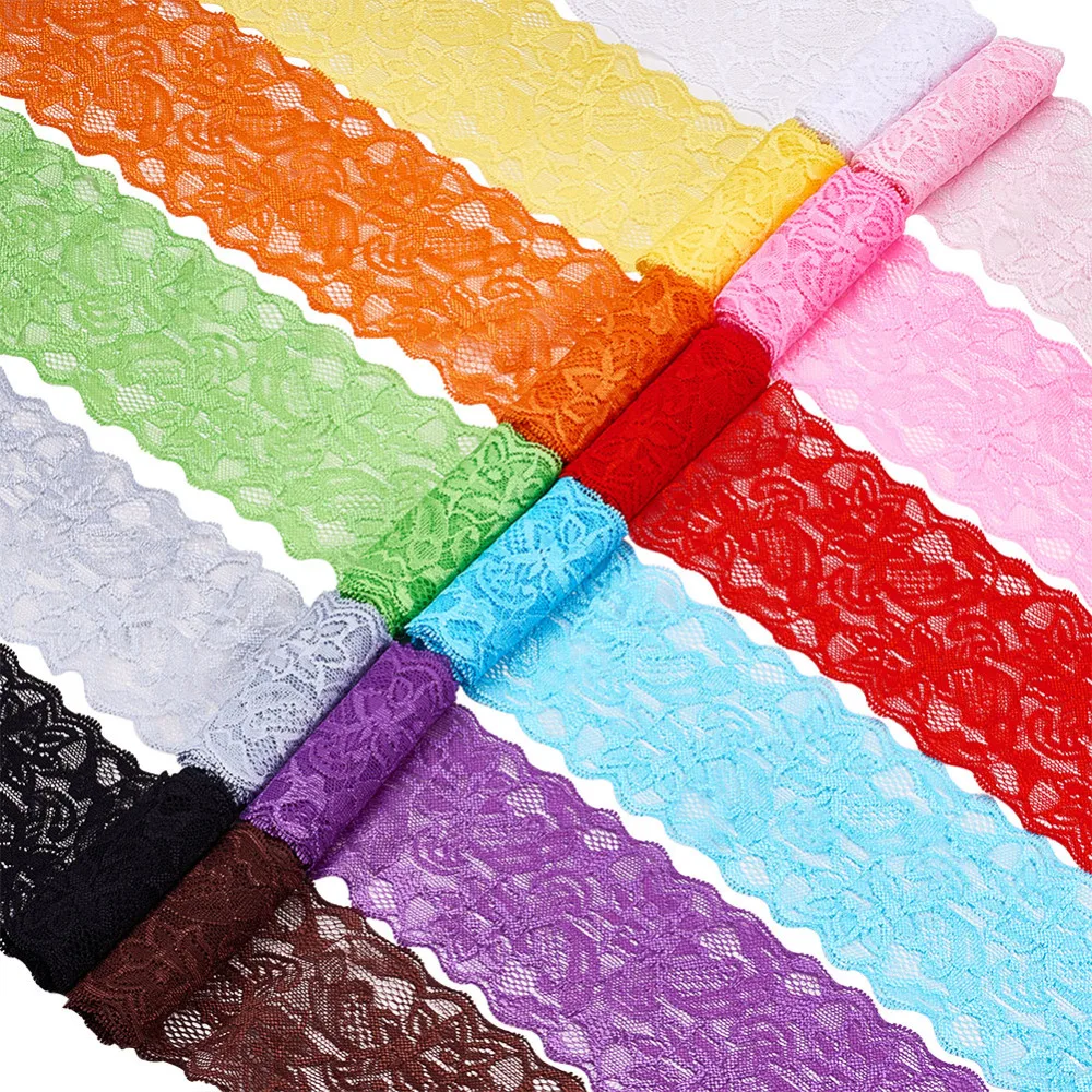 

Lace Fabric Stretch Elastic 5cm/8cm Wide Trim Lace for Headbands Garters Wedding Bouquet Making - 20/30 Colors 1 Yard Per Color