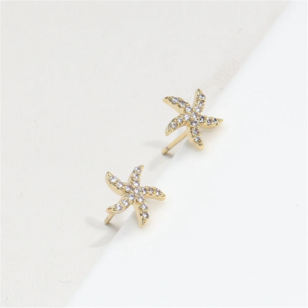real gold K gold craft starfish zircon ear nail bottom earpin 925 silver pearl DIY accessories
real gold K gold craft starfish zircon ear nail bottom earpin 925 silver pearl DIY accessories