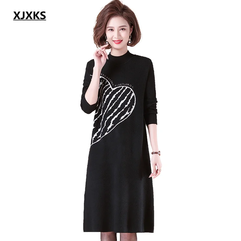 XJXKS 2022 Winter New Fashion Letters Women Long Sweater High Quality Comfortable Wool Knitted Dress Women Pullover
XJXKS 2022 Winter New Fashion Letters Women Long Sweater High Quality Comfortable Wool Knitted Dress Women Pullover