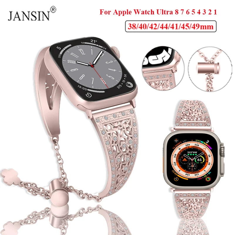 Diamond Strap For Apple Watch 8 41mm 45mm Women Metal Bracelet For iWatch 7 6 5 4 SE 40mm 44mm 38mm 42mm Band Ultra 49mm Correa
Diamond Strap For Apple Watch 8 41mm 45mm Women Metal Bracelet For iWatch 7 6 5 4 SE 40mm 44mm 38mm 42mm Band Ultra 49mm Correa