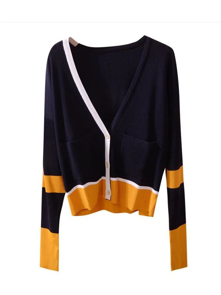 Кардиган MICOSONI Qu Zhu Женский, Модный однобортный свитер в полоску с V-образным вырезом, белого, оранжевого, черного цветов, весна-осень
Кардиган MICOSONI Qu Zhu Женский, Модный однобортный свитер в полоску с V-образным вырезом, белого, оранжевого, черного цветов, весна-осень