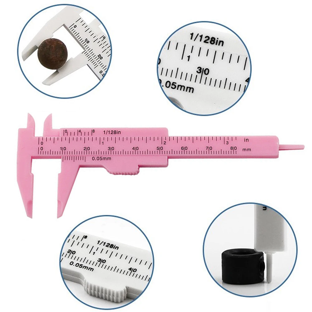 

0-80mm Mini Sliding Vernier Caliper Plastic Gauge Caliper Double Scale Ruler For Jewelry Measurement School Student