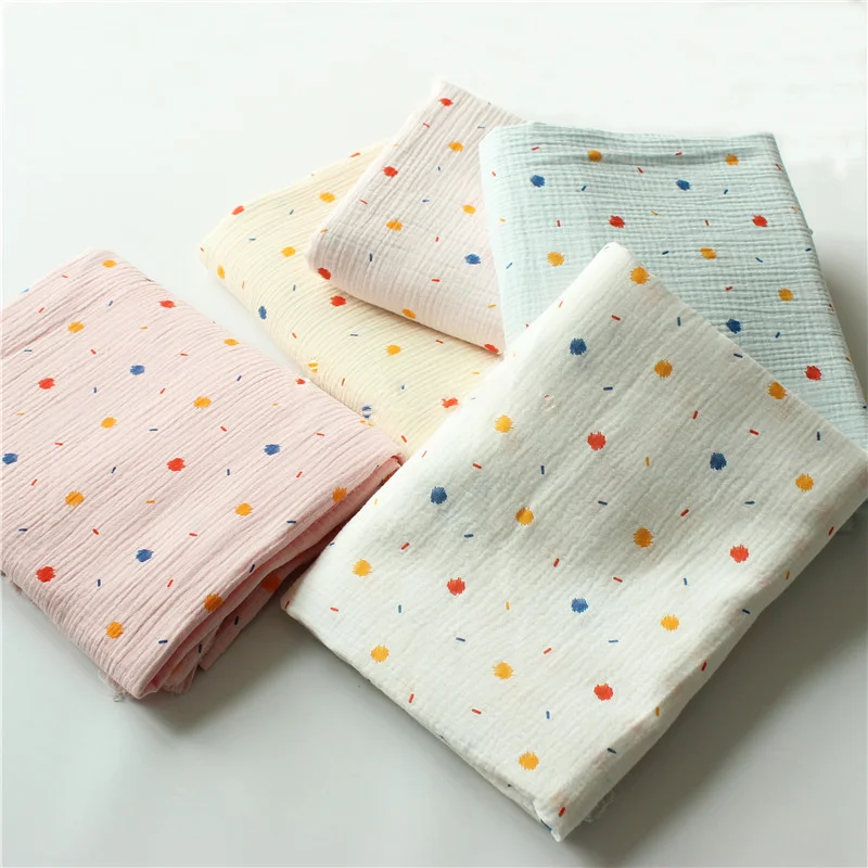 Colorful Polka Dots Print Double Gauze Pure Cotton Crepe Fabric By Meters for DIY Sewing Patchwork Baby Sleepwear Pajamas 135cm
Colorful Polka Dots Print Double Gauze Pure Cotton Crepe Fabric By Meters for DIY Sewing Patchwork Baby Sleepwear Pajamas 135cm