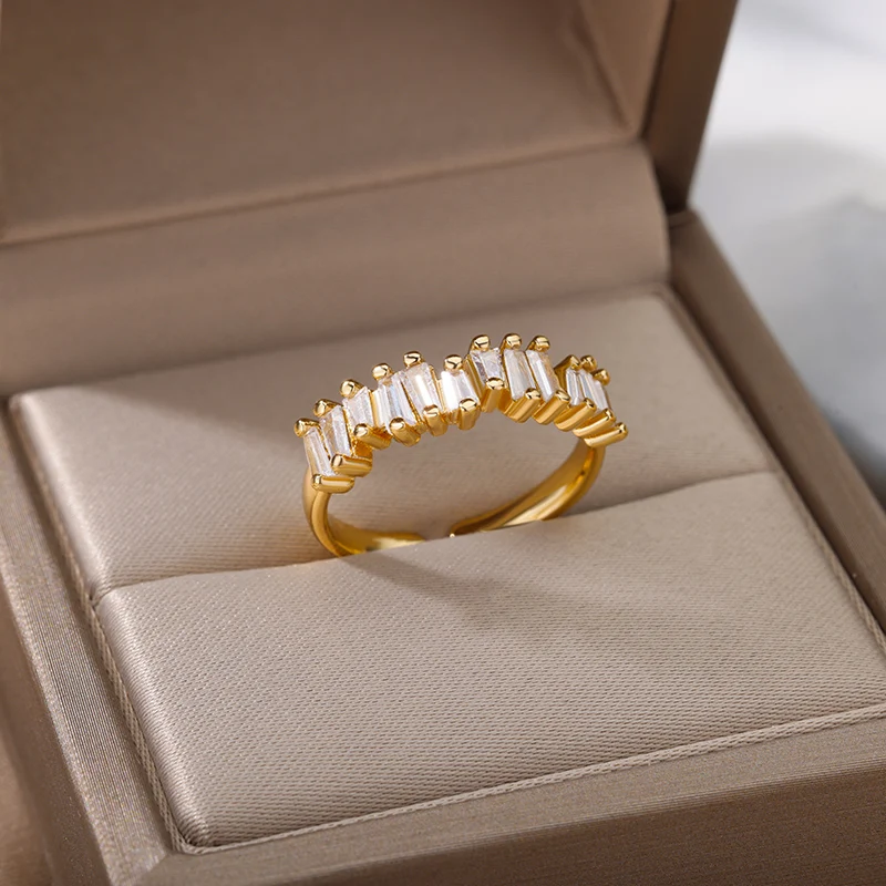 Inlaid Zircon Irregular Opening Rings For Women Stainless Steel Gold Color Luxury Finger Ring Fashion Party Jewelry Gift Anillos
Inlaid Zircon Irregular Opening Rings For Women Stainless Steel Gold Color Luxury Finger Ring Fashion Party Jewelry Gift Anillos