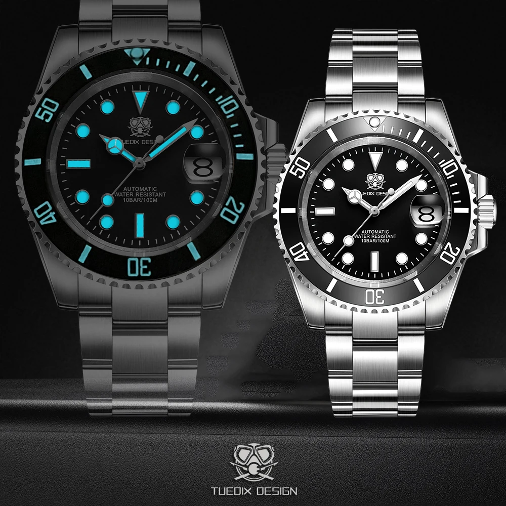 TUEDIX DESIGN NH35 Automatic Mechanical Watch Stainless Steel Dive Wristwatch Blue Luminous Ceramic Bezel Sapphire Crystal 10Bar
TUEDIX DESIGN NH35 Automatic Mechanical Watch Stainless Steel Dive Wristwatch Blue Luminous Ceramic Bezel Sapphire Crystal 10Bar