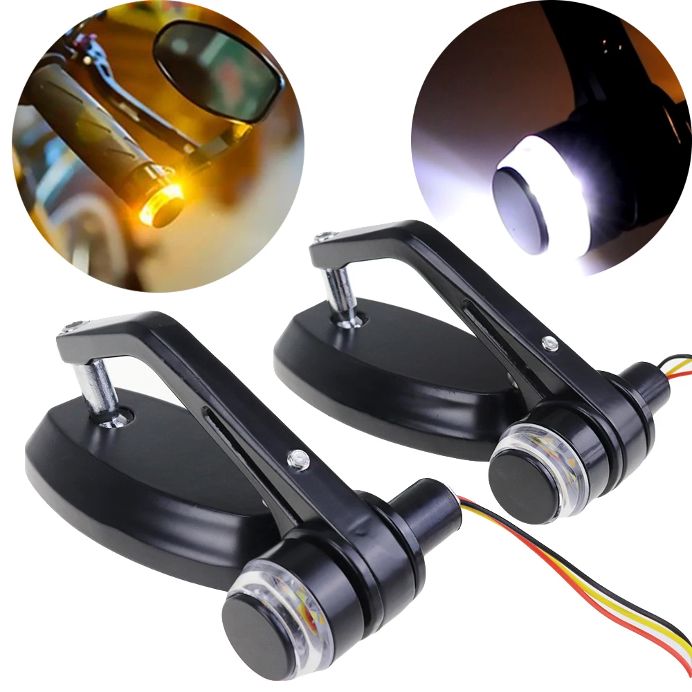 7/8" 22mm Universal Motorcycle Handlebar Bar End Mirrors Rear View Side Mirror w/Turn Signals For Honda SUZUKI Kawasaki
7/8" 22mm Universal Motorcycle Handlebar Bar End Mirrors Rear View Side Mirror w/Turn Signals For Honda SUZUKI Kawasaki