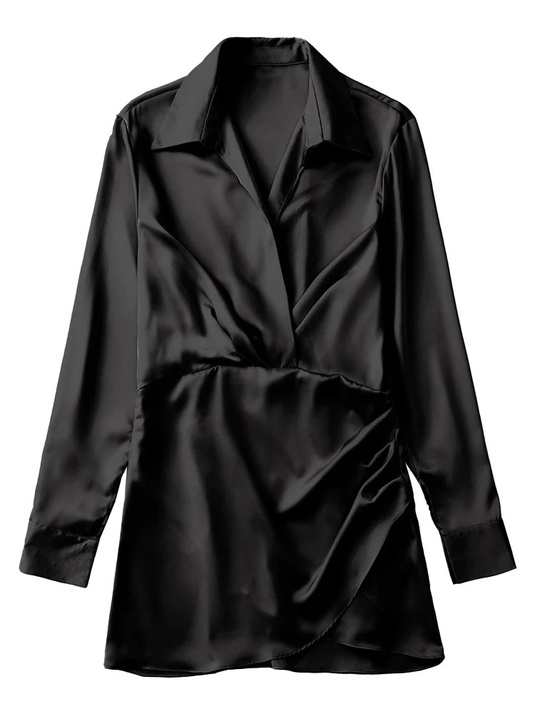 2023 Summer New Polo Women Fashion With Gathered Satin Mini Dress Vintage V Neck Long Sleeve Female Dresses Vestidos Mujer
2023 Summer New Polo Women Fashion With Gathered Satin Mini Dress Vintage V Neck Long Sleeve Female Dresses Vestidos Mujer