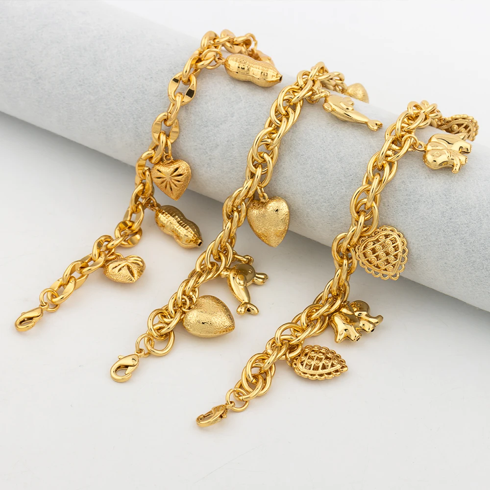 Brazilian Bracelets Set for Women Gold Plated Charm Bracelets Copper Gold Color Cute Pendant Bracelets for Weddings Party Gifts
Brazilian Bracelets Set for Women Gold Plated Charm Bracelets Copper Gold Color Cute Pendant Bracelets for Weddings Party Gifts
