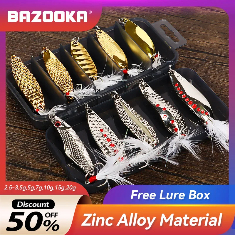 Bazooka Kit Fishing Spoons Lures Metal Baits Spinner Set Gold Sequins with Box Treble Hooks Fishing Tackle Hard Winter Bait
Bazooka Kit Fishing Spoons Lures Metal Baits Spinner Set Gold Sequins with Box Treble Hooks Fishing Tackle Hard Winter Bait