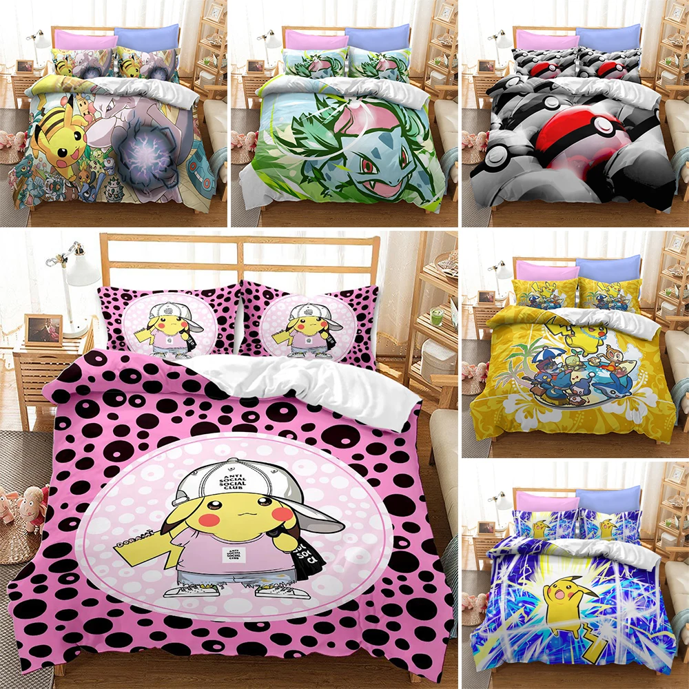 2022 New Cartoon Pikachu Bedding Set 2/3pcs Queen/King 200x200 Size Polyester Quilt Cover For Boys Teens Anime Theme Home Decor
2022 New Cartoon Pikachu Bedding Set 2/3pcs Queen/King 200x200 Size Polyester Quilt Cover For Boys Teens Anime Theme Home Decor