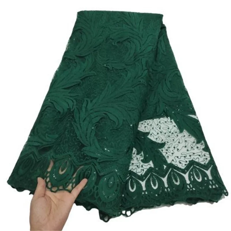 

2022 африканская кружевная ткань, зеленая Высококачественная нигерийская французская Тюлевая Кружевная Ткань 5 ярдов для свадебного платья, вечевечерние