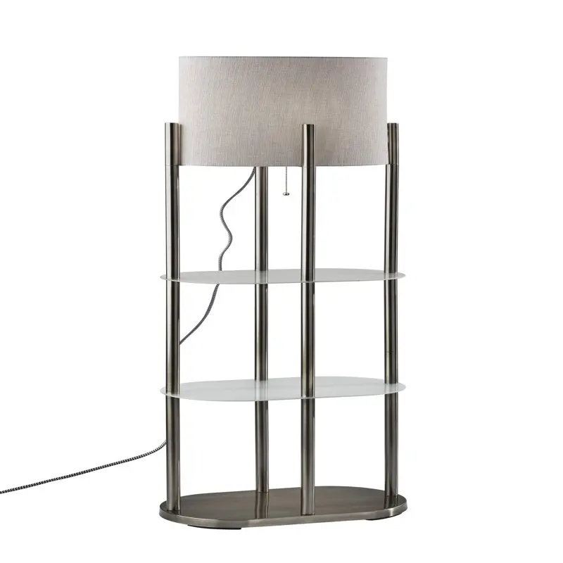 Norman Shelf Floor Lamp in Brushed Steel 
Norman Shelf Floor Lamp in Brushed Steel