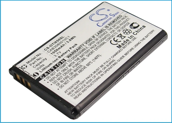 Cameron Sino Mobile SmartPhone Replacement Li-ion Battery 1050mAh For CAB3080010C1 Vodafone OT-I650 Free Tools
Cameron Sino Mobile SmartPhone Replacement Li-ion Battery 1050mAh For CAB3080010C1 Vodafone OT-I650 Free Tools