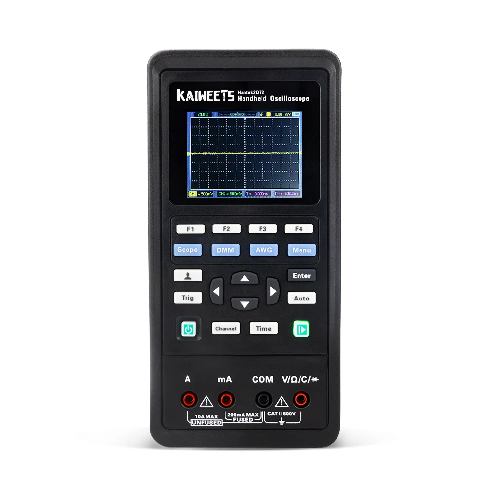 Kaiweets 2D72 Handheld Digital Storage Oscilloscope 4-60V Voltage Current, 70MHz-40MH Measurement Range Multimeter
Kaiweets 2D72 Handheld Digital Storage Oscilloscope 4-60V Voltage Current, 70MHz-40MH Measurement Range Multimeter