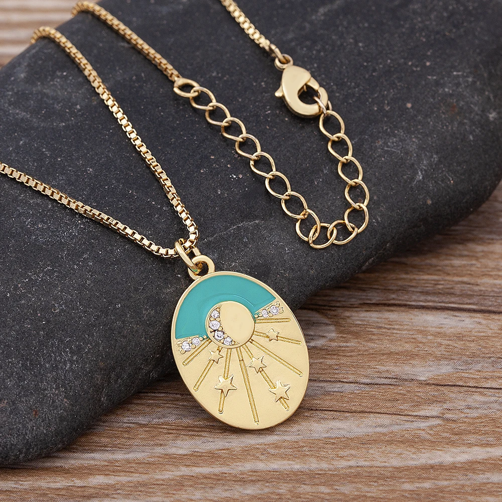 AIBEF Trend Fashion Lucky Star Pendant Moon Copper Zircon Round Shape Necklace Women Summer Collarbone Chain Retro Jewelry Gift
AIBEF Trend Fashion Lucky Star Pendant Moon Copper Zircon Round Shape Necklace Women Summer Collarbone Chain Retro Jewelry Gift