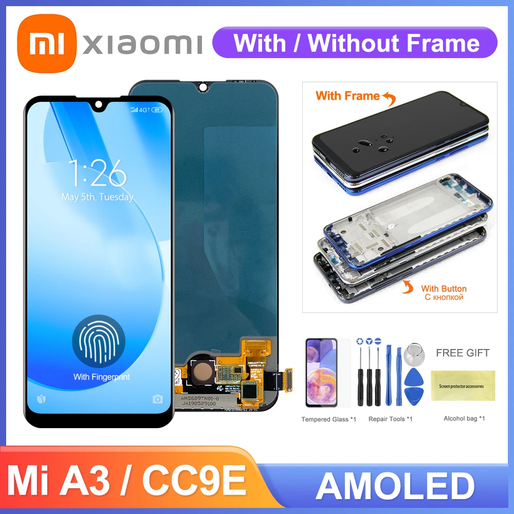 ЖК-дисплей Super AMOLED для Xiaomi Mi A3 M1906F9SH M1906F9SI, сенсорный экран с дигитайзером в сборе для Xiaomi Mi CC9E
ЖК-дисплей Super AMOLED для Xiaomi Mi A3 M1906F9SH M1906F9SI, сенсорный экран с дигитайзером в сборе для Xiaomi Mi CC9E