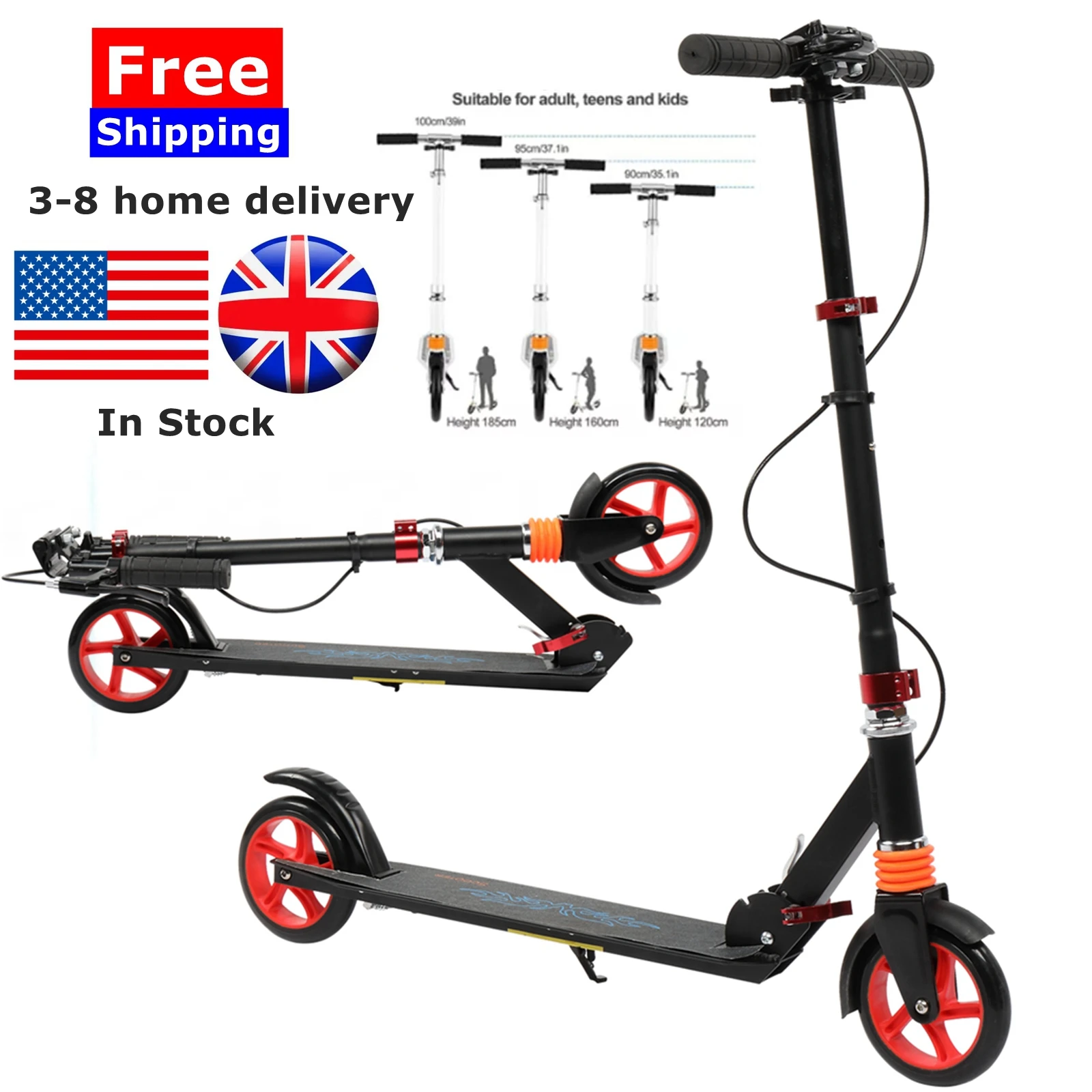 33'' Foldable Kids Adult Kick Scooter Dual Shock Absorber 3 Adjustable Height 2 Wheels Wide Deck Rear Fender Brake 33x14x39''
33'' Foldable Kids Adult Kick Scooter Dual Shock Absorber 3 Adjustable Height 2 Wheels Wide Deck Rear Fender Brake 33x14x39''