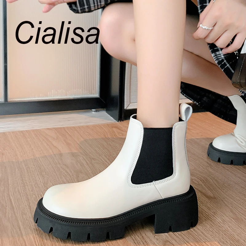Cialisa 2022 New Ankle Boots Autumn Winter Platform Round Toe Elastic Genuine Leather Thick Heel Short Boots For Ladies 40 Black
Cialisa 2022 New Ankle Boots Autumn Winter Platform Round Toe Elastic Genuine Leather Thick Heel Short Boots For Ladies 40 Black