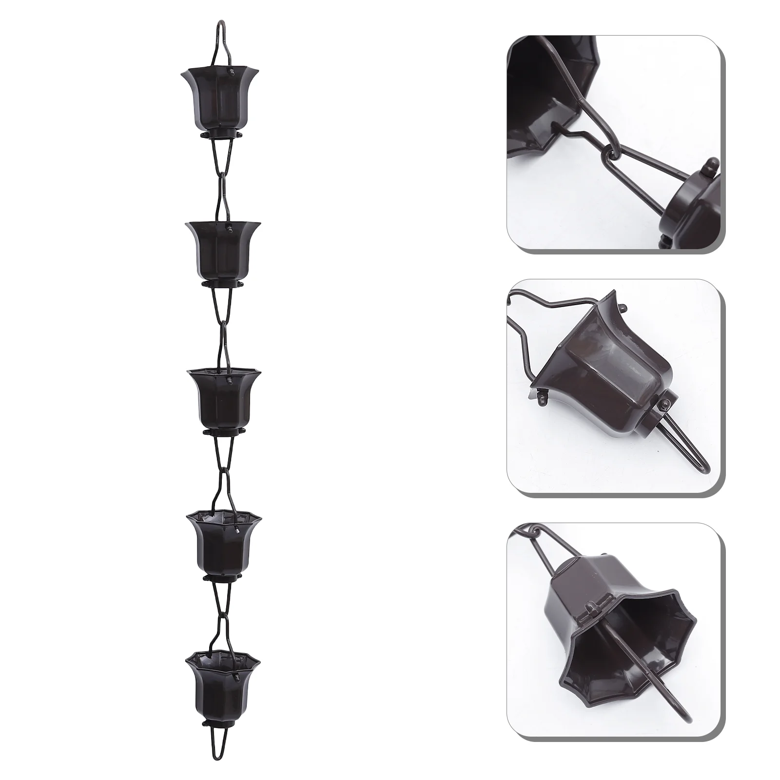 

1pc 1m Japanese Style Rain Chain Bell Lotus Cups Chain for Downspout (Coffee)