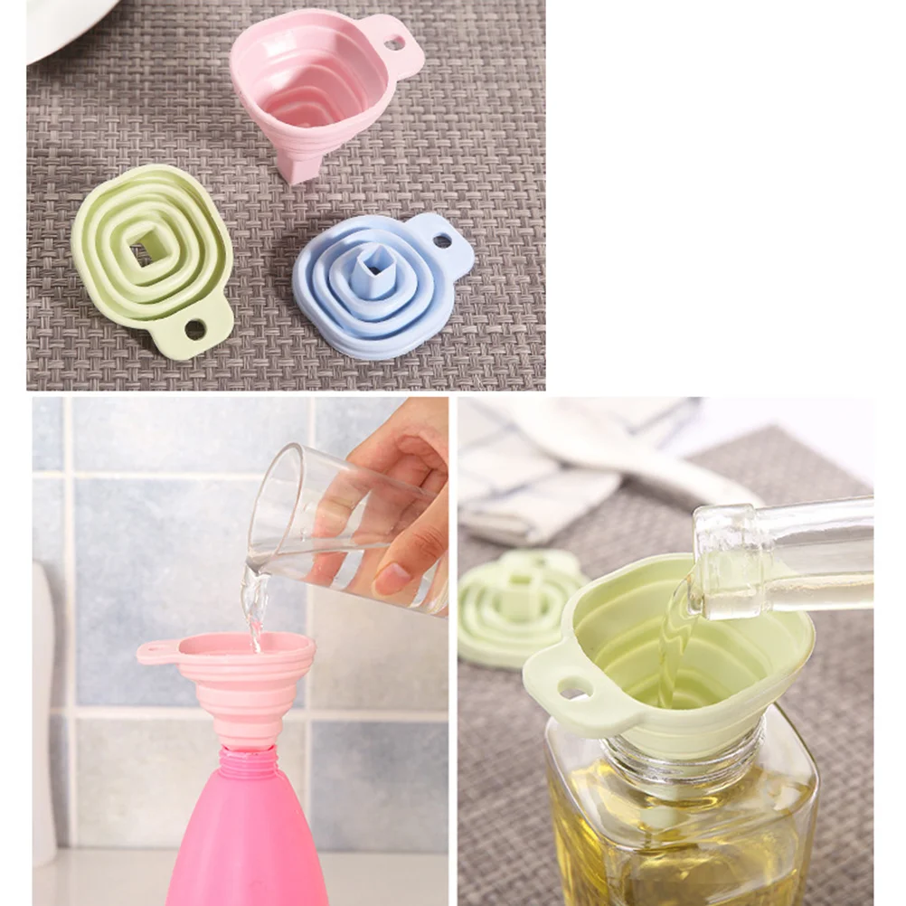 6pcs Foldable Funnels Flexible Kitchen Transferring Tool Telescopic Funnel for Cooking Soy Sauce Oil 
6pcs Foldable Funnels Flexible Kitchen Transferring Tool Telescopic Funnel for Cooking Soy Sauce Oil